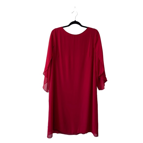 COLDWATER CREEK BURGUNDY SHIFT CHIFFON DRESS - Picture 7 of 11